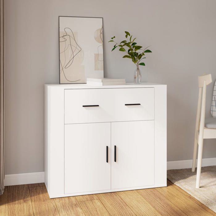 SALE 2025Meuble bas bahut vaisselier - Buffet Blanc 80x33x70 cm - bois dingénierie 29 82 Kg 4302