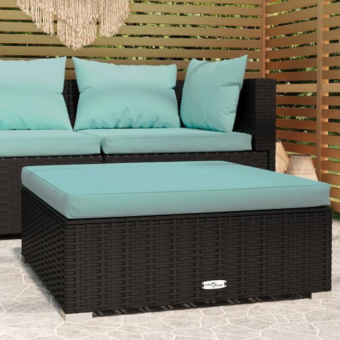 Tabourets Jardin Coussins 2 Pcs Noir 40x40x43 Cm Résine Tressée VidaXL