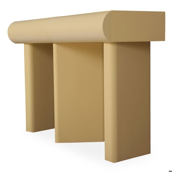 MENZZO Console design 2 tiroirs L120cm avec pieds obliques Mezade Beige