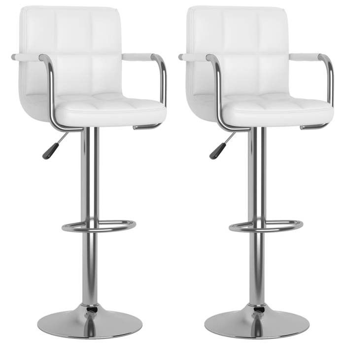 GKK Chaises de bar - 48x47x(90-111)cm - Tabourets de bar - lot de 2 - blanc similicuir @224