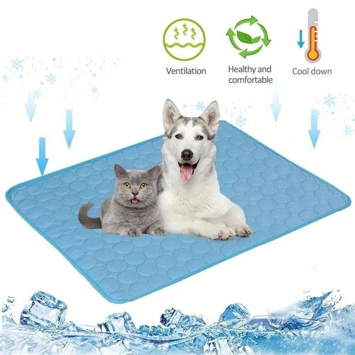 Meilleurs prix pour Tapis Rafraîchissant Chien Bleu 70x55cm - Taille L - Coussin Glace Été Moyen & Grand Chien Chat