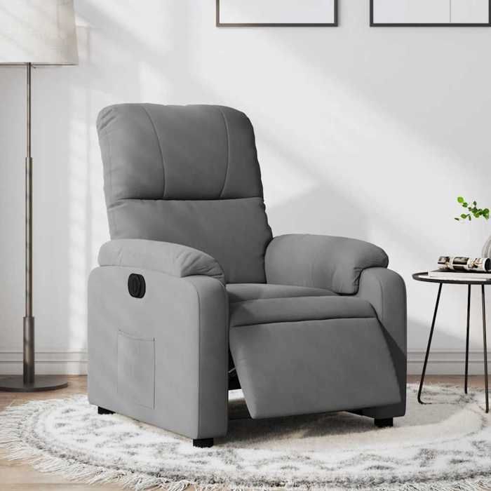 Fauteuil inclinable électrique - SWEETY - gris foncé tissu microfibre - L 75xP 89.5xH 103.5 cm EU2994
