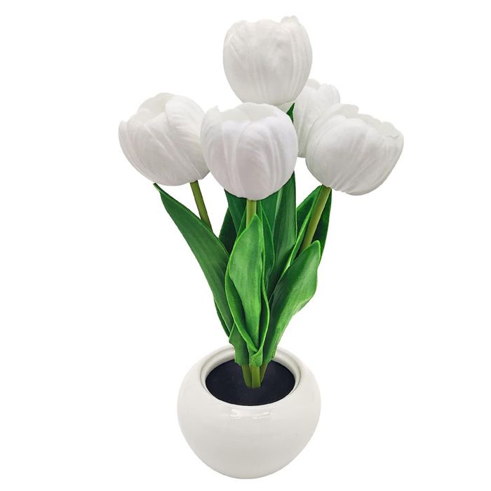 Lampe de table à fleurs tulipe veilleuse LED pour décoration de salon maison fleur artificielle Label