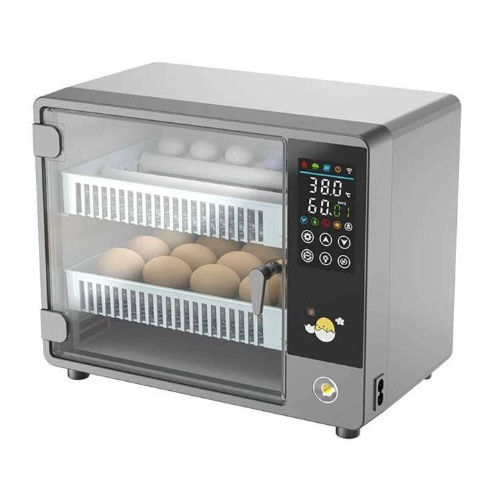 Couveuse Oeufs Automatique 24 Oeufs - Retournement Auto, Contrôle Température Humidité, Mire Oeufs Intégré, Double Alimentation