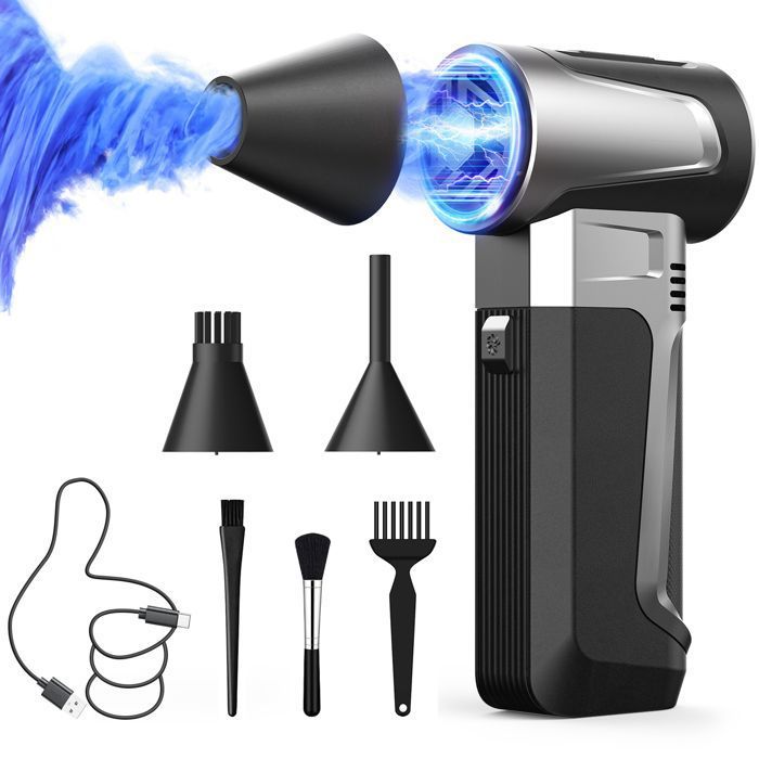 Feelhap Souffleur Air Comprimé 180000 RPM - Batterie 10000mAh Avec LED Pour Voiture Et Maison
