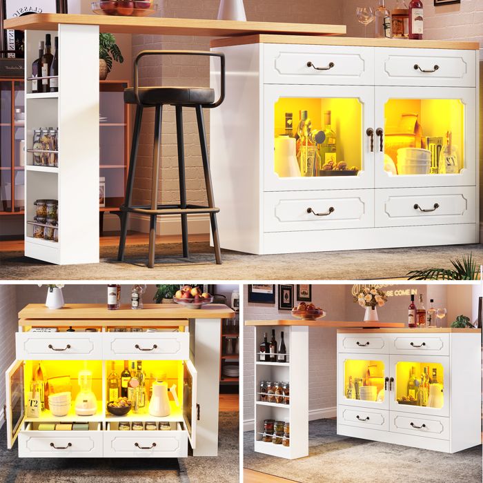 Table à manger extensible avec espace de rangement (135-203×39×92.8cm) salle à manger rotative à 360° adaptée pour chambre à