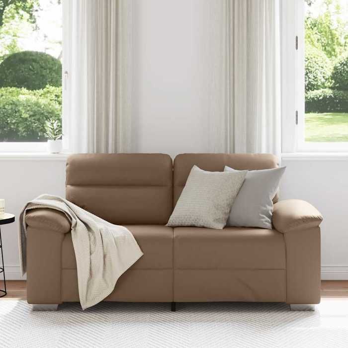 Canapé rembourré 2 places - VIDAXL - Cappuccino - Similicuir - 160x81x84 cm - 120 cm largeur dassise - Moelleux