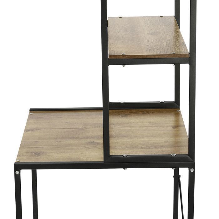 Salle de bain rangement machine à laver étagère - trois niveaux rouleau modèle Black Frame + antique Oak Board