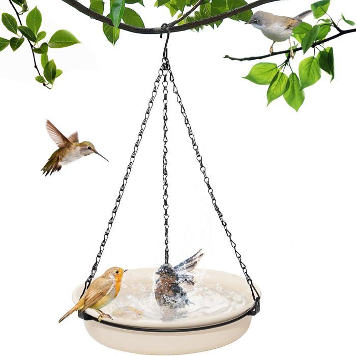 Mangeoire oiseaux extérieur rouge – abreuvoir suspendu décoratif balcon/jardin Label