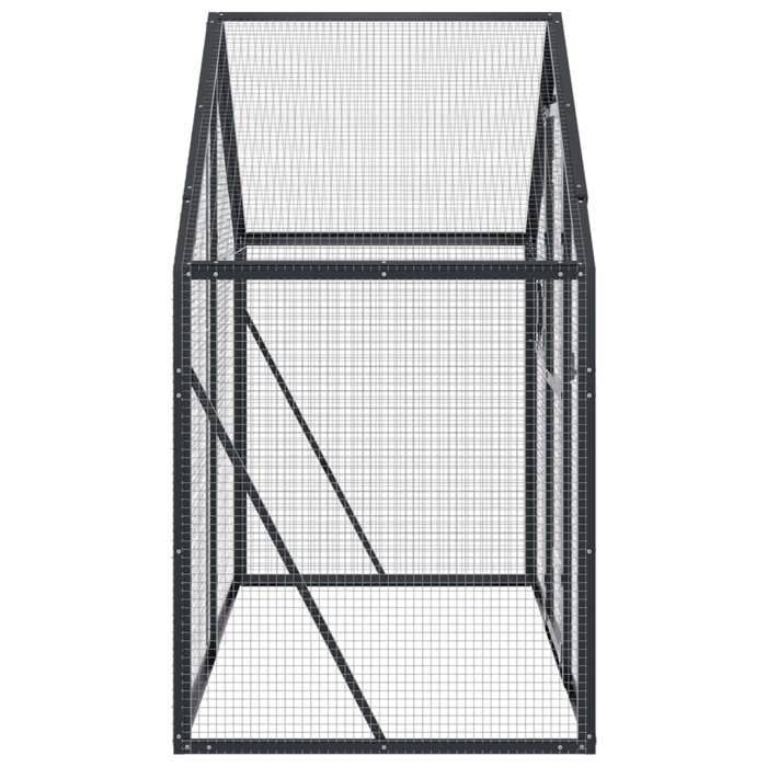 Volière en aluminium - WIENS - 179x100x185 cm - Anthracite - Grille métallique galvanisée - Porte verrouillable