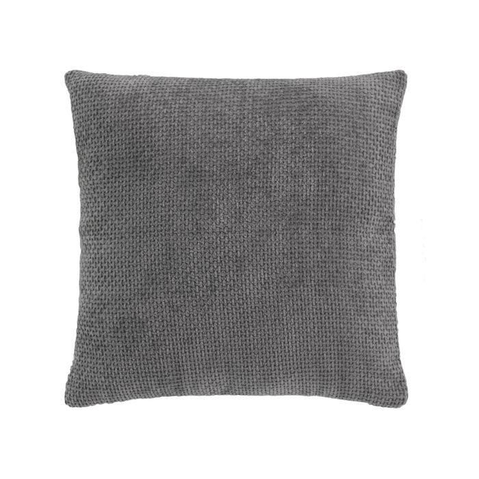 Coussin déhoussable 45x45 cm velours chenille LEO - Anthracite Coussin déhoussable 45x45 cm velours chenille LEO - Anthracite