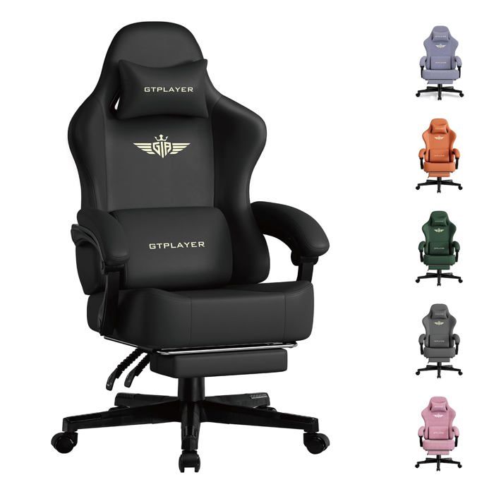 Chaise Gaming Ergonomique et Respirante Simili Cuir de Qualité Supérieure Dossier Inclinable 160° avec Repose Pieds - vue 2