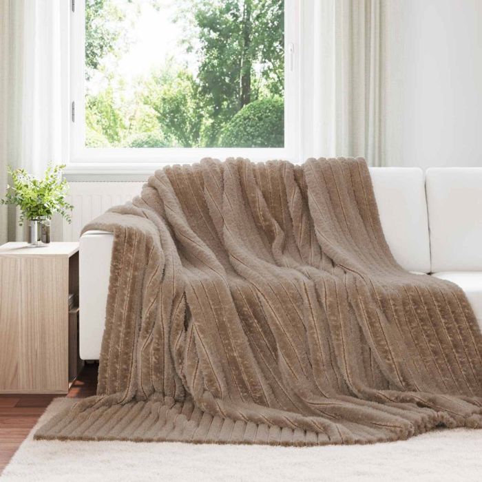 Couverture plaid VIDAXL Toison Camel 240 x 220 cm - polaire douce légère et portable