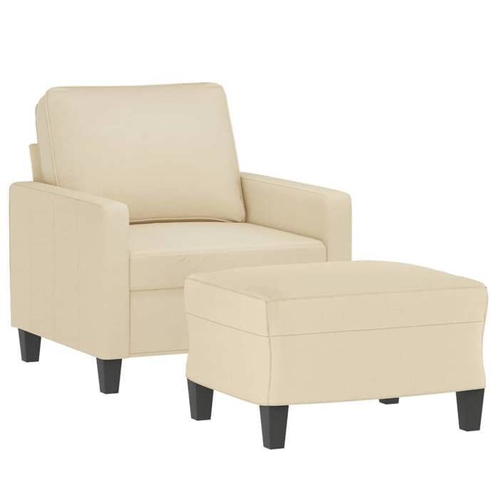 Hot Sale®1 pcs Fauteuil avec repose-pied - adulte/enfant - SARAZYJ - Meuble de salon - Crème 60 cm Tissu - S4496335