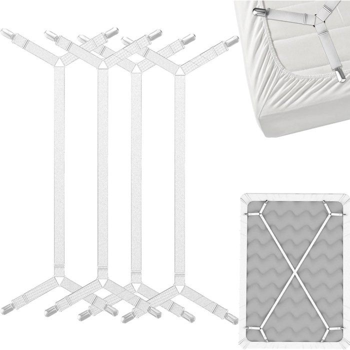 4 sangles maintien draps blanc 120-300 cm matelas twin/queen/king pinces housses