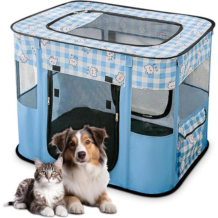 ALLSOPETS Parc pour Chien Pliable Enclos Portable pour Chiot Chat Lapin Tente Respirante du2019Intérieur/Extérieur L Ours CLAPIER