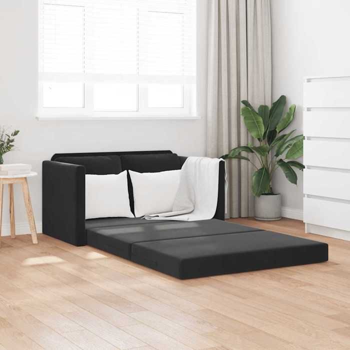 （Noir）Siège de Salon - Canapé-lit 2 en 1 noir 122x204x55 cm velours - Sofa-canapé hfs89153