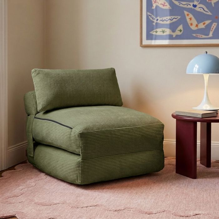 Fauteuil convertible compressé NYX en mousse 1 place velours côtelé vert Fauteuil convertible compressé NYX en mousse 1 place velours côtelé vert