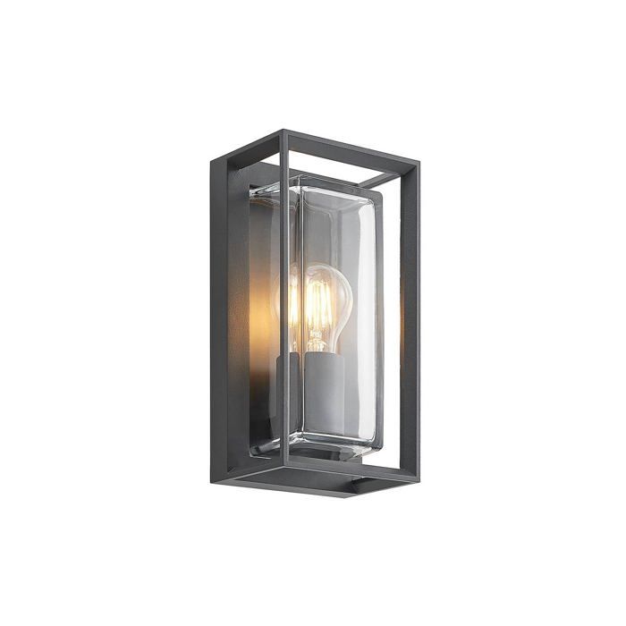 Arcchio Applique extérieure Ismera à intensité variable (Moderne) en Noir Aluminium (1 lampe à E27) pour mur extérieur/façade de