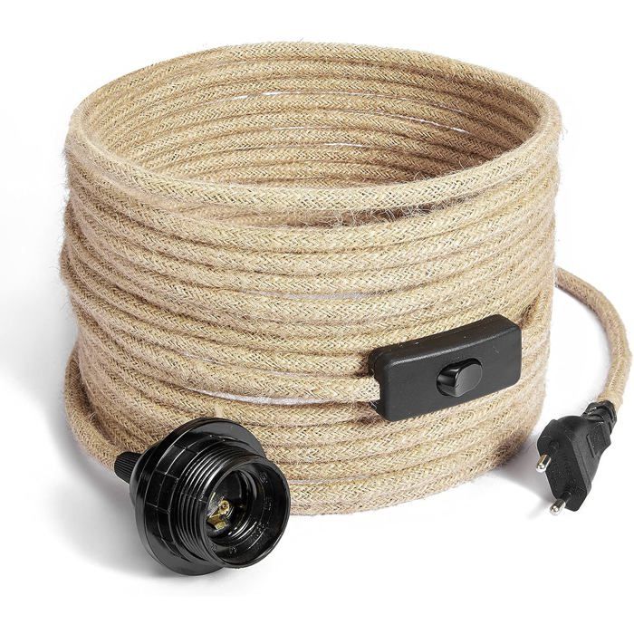 Câble électrique textile vintage 2 x 0 75 mm² - 10 m 2 conducteurs douille E26/E27 - isolation PVC pour DIY lampe
