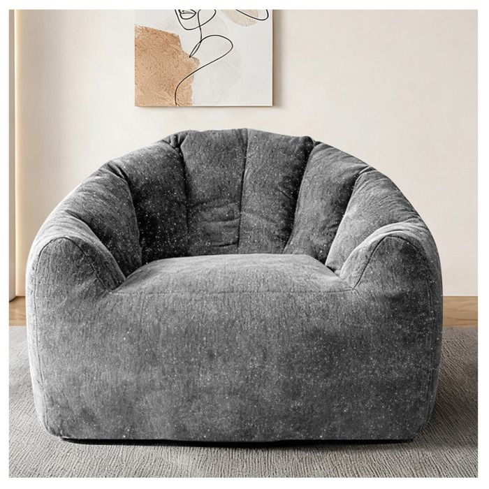 WOVREO fauteuil pouf rond ergonomique 99 x 863 x 647 cm en flannelette gris