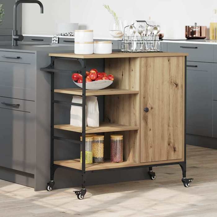 Chariot de cuisine - vidaXL - Desserte de cuisine - bois dingénierie - chêne artisanal - 87.5 x 39 x 84.5 cm@kjg64m