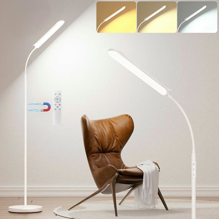 Lampadaire LED sur pied dimmable 18W 1800 lumens - température 2700K à 6500K avec télécommande et minuteur 1H