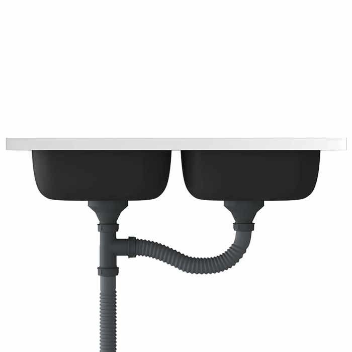 Évier de cuisine à double lavabo Argenté 800x500x155 mm Inox_2 ans garantie_55563