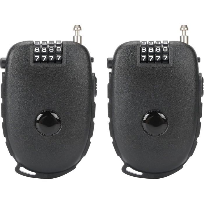 Lot de 2 Cadenas à Combinaison avec Câble en Acier Rétractable 130 cm Antivol pour Vélo Casque Valise et Sac à Dos
