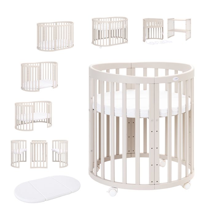 Waldin Lit Bébé Ovale 7en1 Évolutif Matelas - Cachemire - Sans ensemble de tissu (lit seul) Waldin Lit Bébé Ovale 7en1 Évolutif Matelas - Cachemire - Sans ensemble de tissu (lit seul)