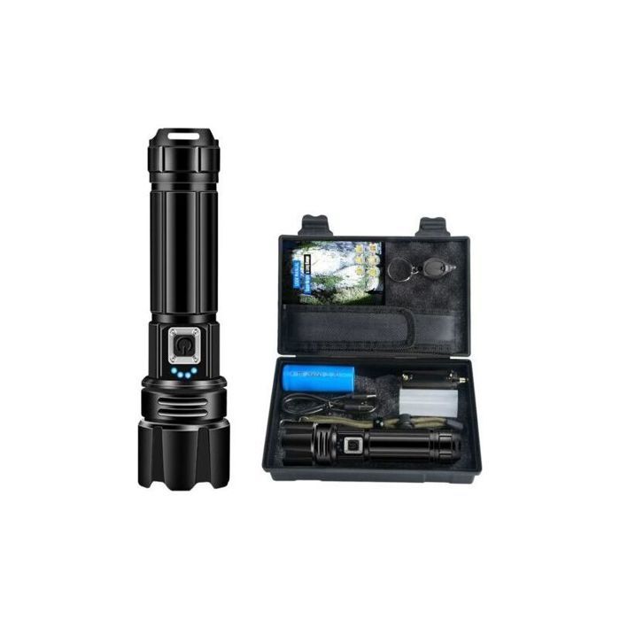 Lampe torche LED ultra-lumineuse 3000 lumens rechargeable étanche IPX4 lampe torche tactique avec LED P70 5 modes zoomable