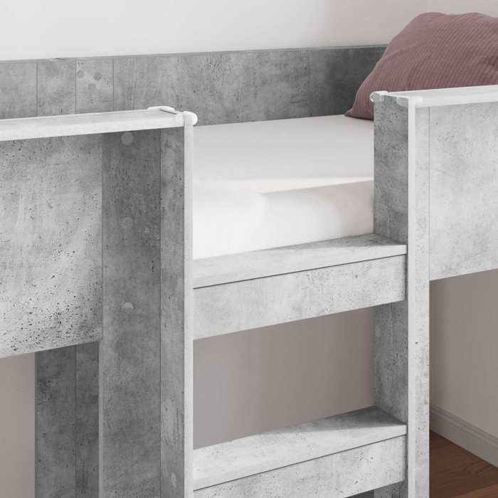 Meuble de chambre - HAOSHOP - Lit Superposé pour Enfants Gris béton 90 x 190 cm（24394)