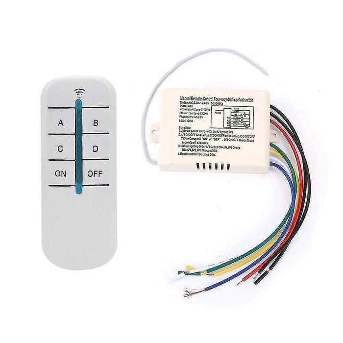Interrupteur mural numérique 4 voies avec télécommande sans fil 220 V et module émetteur-récepteur pour éclairage