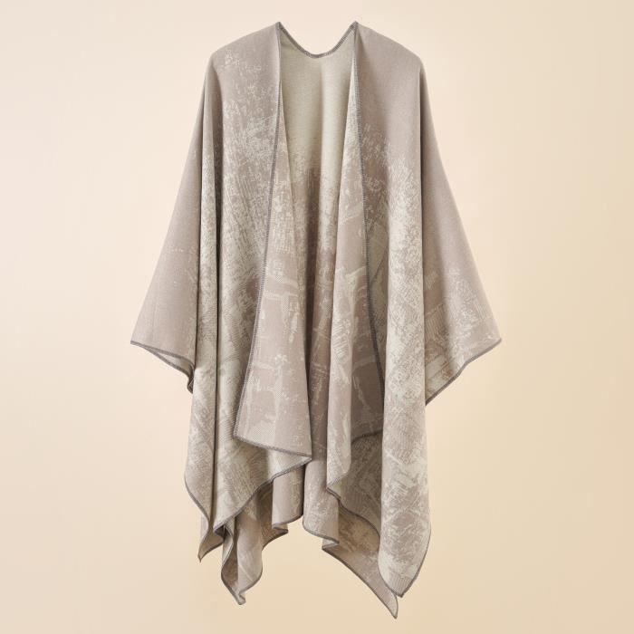 Poncho Polaire Femme D'hiver - Cape Chaude En Laine Douce, Avec Poches Et Franges - Confort Et élégance
