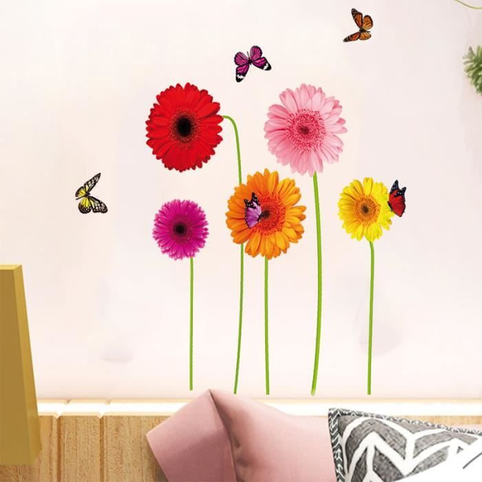 Stickers muraux, hall d'entrée chambre PVC stickers floraux créatifs