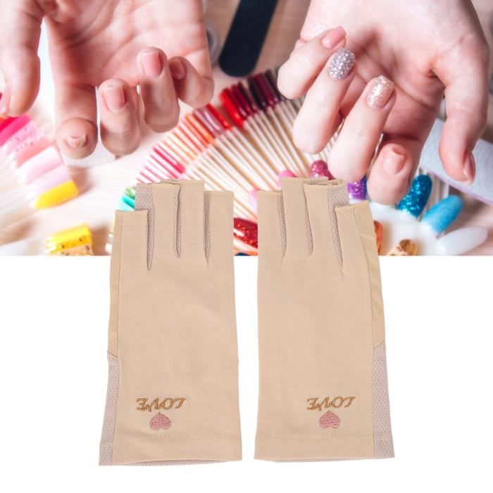 Gants de manucure protection UV extensible respirant doigts en fibre de coton gants de lampe à