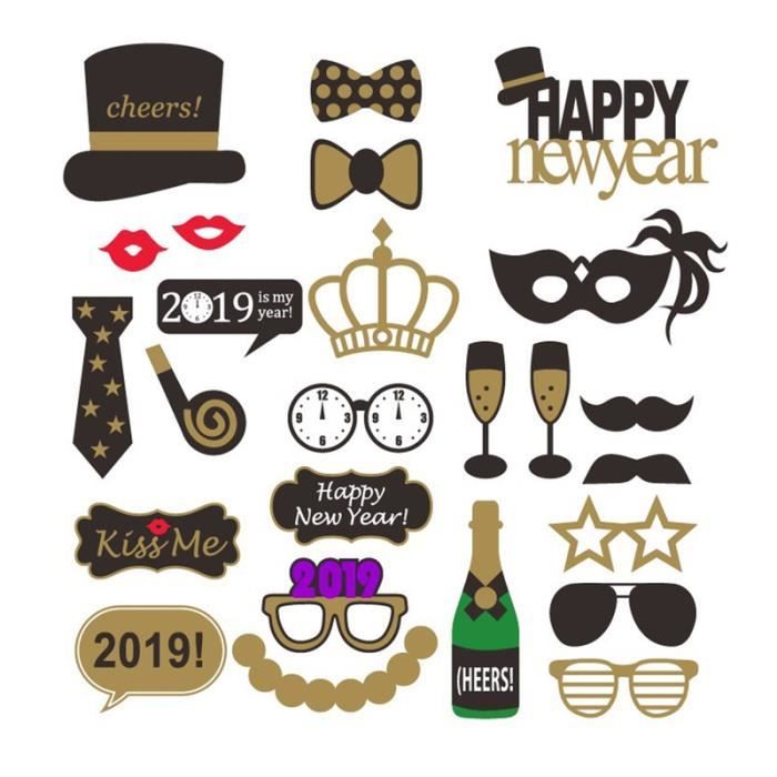 Creative Nouvel An Accessoires Photo Kit Diy Drôle 2019 Selfie Accessoires Accessoires Pour Adultes Enfants Party Favors Décoration