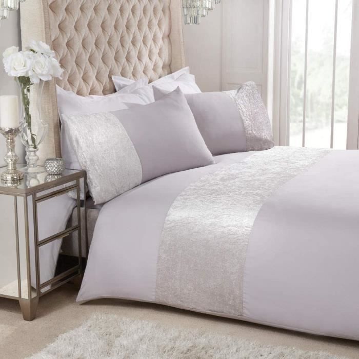 Parure de lit avec Housse de Couette et taies d'oreiller en Velours