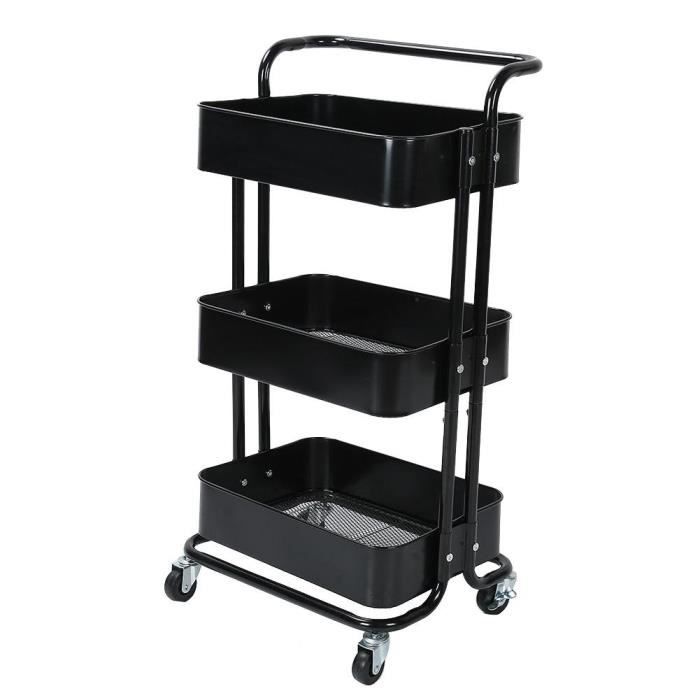 Chariot De Rangement 5 Niveaux Avec Roulettes – Plastique Et Fer, Multifonction, Mobile – Pour Cuisine, Salon, Bureau