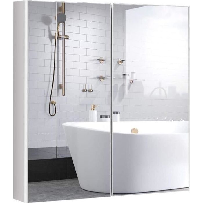 COSTWAY Colonne Salle De Bain 4 Portes – Meuble Rangement Haut 163 Cm, Étagères Réglables, Blanc Moderne