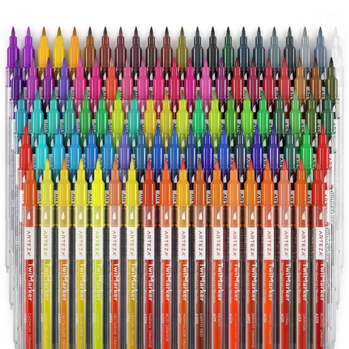 Arteza Lot De 100 Feutres Double Pointe 100 Couleurs Eclatantes Feutre Coloriage Pointe Fine Et Feutre Pinceau Feutres Call Cdiscount Beaux Arts Et Loisirs Creatifs