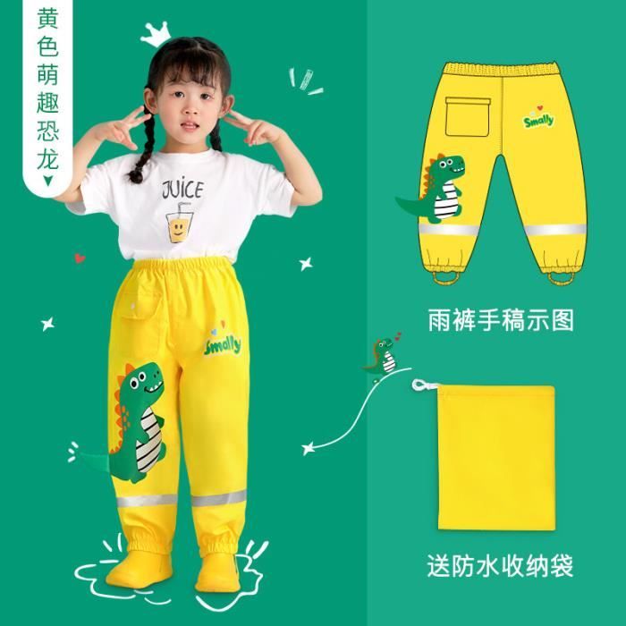 M - jaune - Pantalon de Pluie Imperméable pour Enfant Garçon et