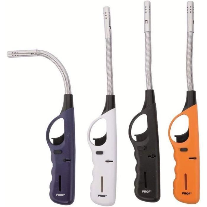 Jetflamme Briquet tempête, long, électrique, rechargeable, coupe-vent, long, pour bougies, cadeau pour homme (sans gaz butane) (noir