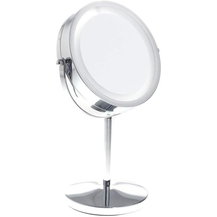 Miroir De Maquillage Mural LED - Double Face 1x/10x, 3 Couleurs Lumière, Bras Extensible 360° - 13