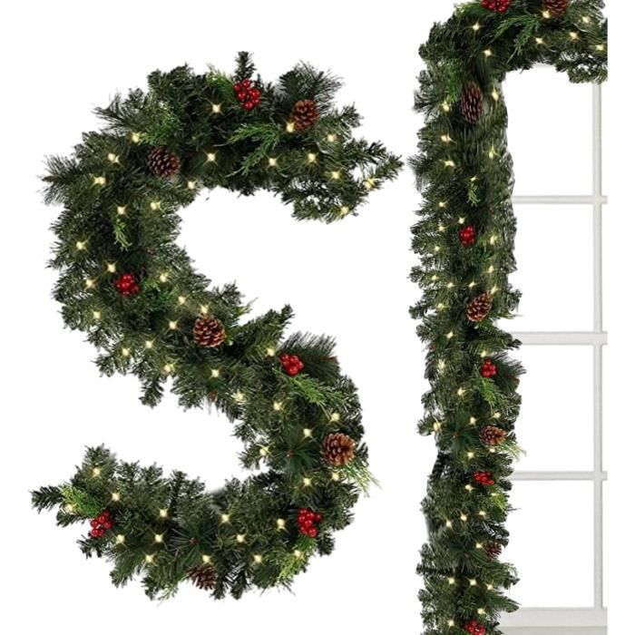 Guirlande Noël CHOIGN 2.7m Avec Lumières LED - Décorations Sapin Incluses - Timer 6h