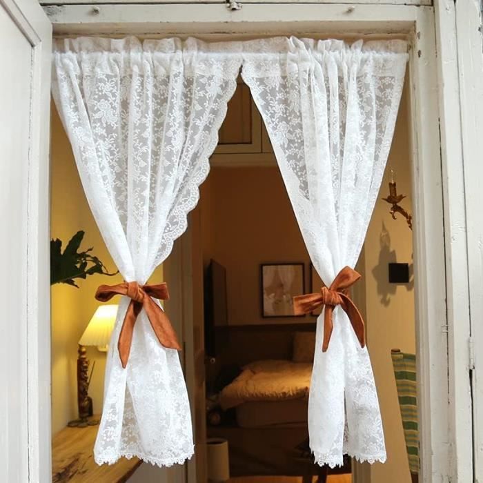 TOPICK Lot de 2 rideaux brise-bise en lin vintage - Style maison de campagne - Imprimé floral - Opaques - Pour cuisine, salon, maison de campagne - Gris sur beige - 65 TOPICK Lot de 2 rideaux brise-bise en lin vintage - Style maison de campagne - Imprimé floral - Opaques - Pour cuisine, salon, maison de campagne - Gris sur beige - 65