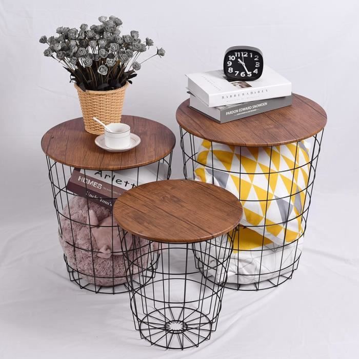 Lot De 3 Tables De Nuit Miniatures – Échelle 1:12 – Style Campagnard Français – Bois – Pour Maison De Poupée