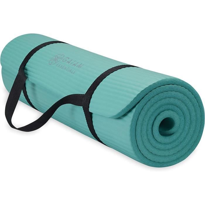 Tapis de yoga, de gym, d'exercices 180 x 60 x 1 cm + sangle de transport - Gris - Vivezen - Sport