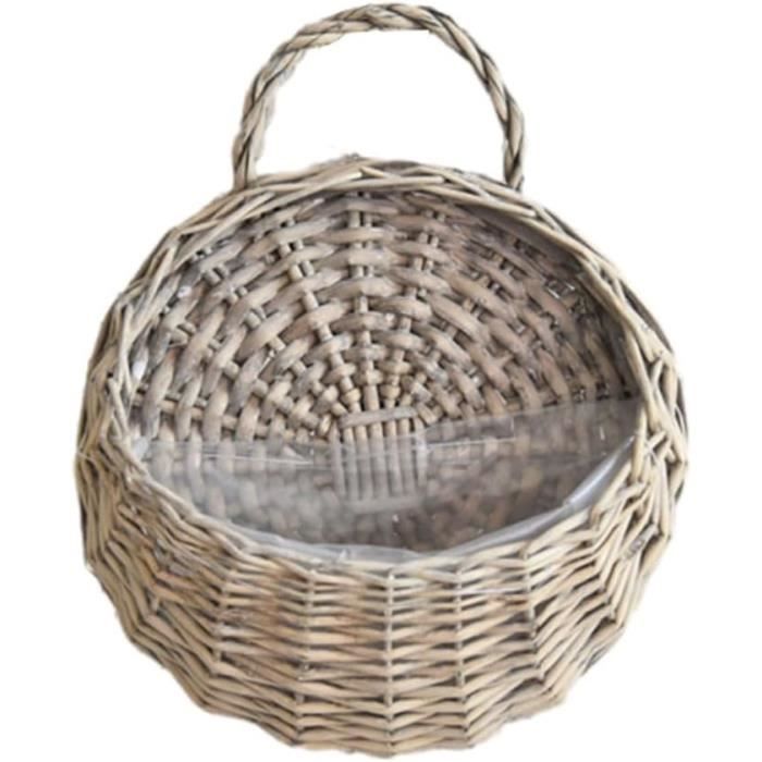 Cache-Pot En Osier Tressé Main - Panier Décoratif Polyvalent Pour Plantes D'Intérieur - 26x26x18 Cm - 8