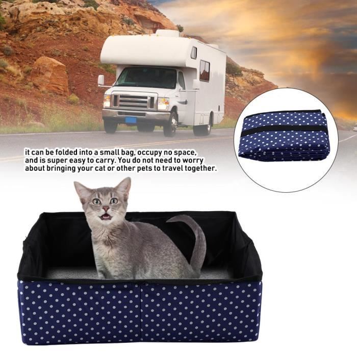 Bac A Litiere Portable De Voyage Pliable Litiere Pour Chat Bleu Cdiscount Animalerie